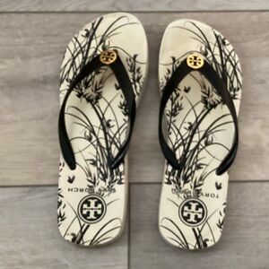 Tory Burch Black and Cream Sandals